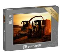 Puzzle 1000 pièces XXL « Tracteurs dans Un Champ au Coucher du Soleil »