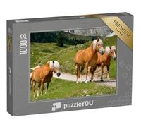 Puzzle 1000 pièces XXL « Trois Chevaux Haflinger sur Un alpage dans Le Tyrol du Sud, Italie »