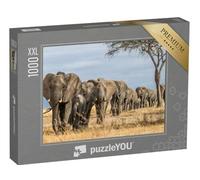 Puzzle 1000 pièces XXL « Troupeau d'éléphants en Afrique, Parc National de Tarangire, Tanzanie »