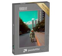 Puzzle 1000 pièces XXL « Un Astronaute se promène dans la Ville »