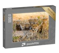 Puzzle 1000 pièces XXL « Une mère guépard et Ses Petits dans la Savane, Kenya »