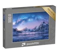 Puzzle 1000 pièces XXL « Voie lactée au-Dessus de la mer gelée, Nuit d'hiver sur Les îles Lofoten, Norvège »