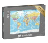 Puzzle 1000 pièces XXL « World Map Classic Color Political - Illustration détaillée vectorielle »