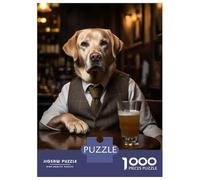 Puzzle 1000 Pièces Yellow Labrador in The Pub Puzzle Adulte, Casse-tête, Découpe De Précision, Cadeau Unique pour Anniversaire Et Noël 38x26cm/1000pcs