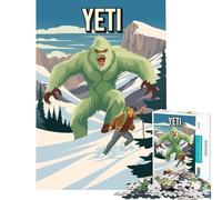 Puzzle 1000 pièces Yeti Cryptide Affiche de Voyage sur la cryptozoologie Jeu éducatif Stimulant pour Les Anniversaires (38x52cm)