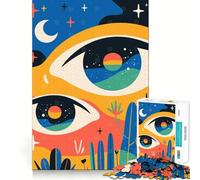 Puzzle 1000 pièces « Yeux Nocturnes dans Le désert » Art Abstrait Minimaliste surréaliste Jeu de précision pour stimuler Le Cerveau et Passer Un Moment agréable Cadeau d'anniversaire Artistique