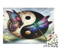 Puzzle 1000 pièces Yin Yang Papillon Libellule Art Insectes Anti-Stress Exercice cérébral Seniors Adolescents 38x26cm