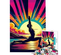 Puzzle 1000 pièces Yoga Coucher de Soleil Pop Art Jeu éducatif Défi d'intelligence cérébrale Jouet addictif Cadeau Père Noël Secret Cadeau d'anniversaire (Dimensions 38x52cm)