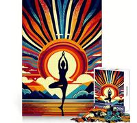 Puzzle 1000 pièces Yoga Sunset Pop Art pour Adultes, Stimulation Cognitive, détente, Assemblage Solide, Cadeau de Noël Chic (38x52cm)