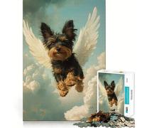 Puzzle 1000 pièces Yorkshire Terrier Angel pour Adultes Jeu Stimulant l'esprit Surface Lisse sans bavures Passe-Temps Fascinant pour Les Moments de détente (38x26cm)