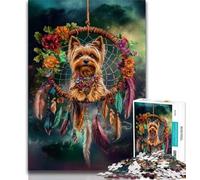 Puzzle 1000 pièces Yorkshire Terrier Attrape-rêves Puzzle 1000 pièces pour Adolescents Jouets de Jeu stimulants idéal comme Cadeau pour Toute la Famille 38x26cm