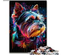Puzzle 1000 pièces Yorkshire Terrier en Bois, pour Les Anniversaires, Les fêtes et la décoration intérieure(50x75cm)