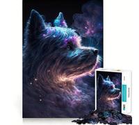 Puzzle 1000 pièces Yorkshire Terrier Galaxy pour Adultes Stimulation cérébrale Découpe Laser de qualité supérieure Activité relaxante en Groupe à l'intérieur (38x52cm)