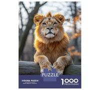 Puzzle 1000 Pièces Young Lion Portrait on A Log Puzzles pour Adolescents : Améliorent La Mémoire, Défi Éducatif, Cadeaux pour Les Amis Et La Famille 38x26cm/1000pcs