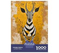Puzzle 1000 Pièces Zebra Gazelle Animal Art Print Casse-tête pour Adultes, Jeu De Réflexion Amusant Et Humoristique, Idéal comme Cadeau pour Toute La Famille 70x50cm/1000pcs