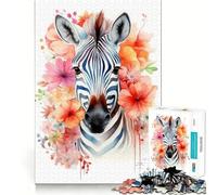 Puzzle 1000 pièces Zèbre Aquarelle Adultes Jeu de mémoire Amusant Découpe Laser de qualité supérieure Exercice Mental Calme à la Maison (50x75cm)