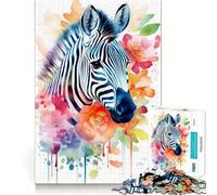 Puzzle 1000 pièces Zèbre Aquarelle Jeu cognitif Amusant Pièces Robustes et aux découpes nettes Exercice Mental Calme à Faire à la Maison (50x75cm)