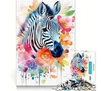 Puzzle 1000 pièces Zèbre Aquarelle pour Adultes,Jeu Stimulant l'esprit,découpe Laser pour Un Assemblage Parfait,activité Amusante en Famille (38x26cm)