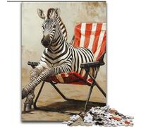 Puzzle 1000 pièces Zèbre Assis sur Une Chaise, Jeux éducatifs, décoration d'intérieur, à Offrir en Cadeau à Toute la Famille (Taille 26x38cm)