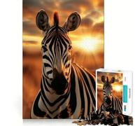Puzzle 1000 pièces Zèbre au Coucher du Soleil pour Adultes Jeu Stimulant la réflexion,découpe Laser pour Un Assemblage Parfait,activité Amusante en Famille (50x75cm)