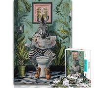 Puzzle 1000 pièces Zèbre aux Toilettes pour Adultes, Anti-Stress, défi Difficile, à Offrir en Cadeau à Toute la Famille (38x26cm)