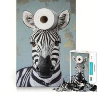 Puzzle 1000 pièces Zèbre avec Papier Toilette pour Adultes,Jeu Stimulant l'esprit,découpe Laser pour Un Assemblage Parfait,activité Amusante en Famille (38x26cm)