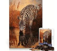 Puzzle 1000 pièces Zèbre Buvant au Coucher du Soleil pour Adolescents Un pour stimuler la mémoire et se détendre (38x52cm) Parfait pour Noël