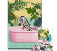 Puzzle 1000 pièces Zèbre dans la Baignoire pour Adolescents, Aide Le Cerveau à exercer des Jouets addictifs pour cultiver la Patience, Jeu de défi Unique (38x26cm)