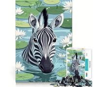Puzzle 1000 pièces Zèbre dans Un Bassin de nénuphars Jeu de réflexion Amusant et Stimulant Pièces Parfaitement emboîtables Cadeau d'anniversaire Casse-tête (50x75cm)