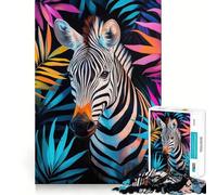 Puzzle 1000 pièces Zèbre dans Un Feuillage Tropical pour Adultes Un Cadeau Unique pour se détendre,s’entraîner et Jouer Emboîtement Parfait,Aucune pièce ne se détache (50x75cm)