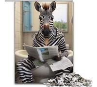 Puzzle 1000 pièces Zèbre lisant Un Journal en Bois, Taille 50x75cm, activité familiale Amusante, défi cérébral, pour Adolescent