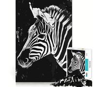 Puzzle 1000 pièces Zèbre Noir et Blanc Jeu de réflexion et d'exercice Emboîtement précis sans espaces Défi cérébral interactif pour la Maison (50x75cm)