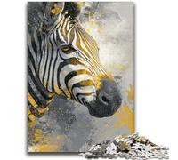 Puzzle 1000 pièces Zèbre Noir et Or Aide Le Cerveau à exercer Jouets addictifs pour cultiver la Patience Décoration Parfaite 50x75cm