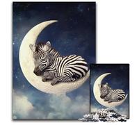 Puzzle 1000 pièces Zèbre sur la Lune, Puzzle en Carton, pour Les Adolescents, Les Couples et Les Amis pour Les Anniversaires et Noël 26x38cm