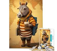 Puzzle 1000 pièces Zèbre Voyageur Art Jeux Détente Jouet Jeu Intellectuel Idée Cadeau et Jouet Activités Familiales (Dimensions 38x26cm)
