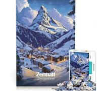 Puzzle 1000 pièces Zermatt Suisse Village de Montagne Jeu de réflexion défi Difficile idéal en Cadeau pour Toute la Famille 38x52cm