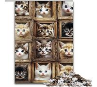 Puzzle 1000 piècesCollage de Chatons pour Adultes et Adolescents, Difficile à réaliser, mais Amusant et Humoristique Cadeau d'anniversaire, décoration Murale 26x38cm