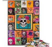 Puzzle 1000 piècesCollage de crânes pour Adultes et Adolescents, Jouets éducatifs et Jeux en Famille avec Affiche et fiche de Questions 50x75cm