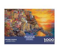 Puzzle 1000 Piezas Atardecer en el puertoJuego Educativo Pasatiempo Creativo Ciudad costeraJuego Familiar Regalo Para Adultos Y Niños Mayores De 12 Años 38x26cm/1000pcs