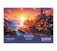 Puzzle 1000 Piezas Atardecer Sobre el puertoJuego Educativo Entretenimento Multicolor A Beautiful Town Juego Familiar Regalo Para Adultos Y Niños Mayores De 12 Años 70x50cm/1000pcs