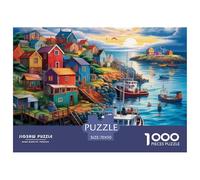 Puzzle 1000 Piezas Atardecer Sobre el puertoJuego Educativo Entretenimento Multicolor Beautiful Town Juego Familiar Regalo Para Adultos Y Niños 70x50cm/1000pcs