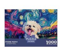 Puzzle 1000 Piezas Bichon FriseJuego Educativo Pasatiempo Creativo Pet perroRegalo, Diversión Para Adultos Y Niños Mayores De 12 Años 38x26cm/1000pcs