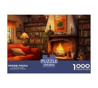 Puzzle 1000 Piezas CASA acogedoraJuego Educativo Pasatiempo Creativo Fireplace Regalo, Diversión Juguete Colorido Para Niños De 8 A 12 Años 38x26cm/1000pcs
