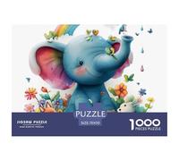 Puzzle 1000 Piezas Elefante de dibujos animadosJuego Educativo Entretenimento Multicolor Animales lindosRegalo Creativo Para La Relajación Juguete Colorido Para Niños De 8 A 12 Años 70x50cm/1000pcs