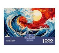 Puzzle 1000 Piezas Estilo japonés Ondas, Desafío, Juguete Entretenimento Multicolor Ukiyo-e Kanagawa Juego Familiar Regalo Para Adultos Y Niños Mayores 70x50cm/1000pcs