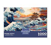 Puzzle 1000 Piezas Estilo japonés Ondas, Desafío, Juguete Entretenimento Multicolor Ukiyo-e Kanagawa Regalo, Diversión Clásicos Para Adultos Y Niños A Partir De 12 Años Puzzle 38x26cm/1000pcs