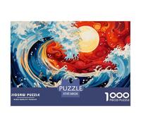 Puzzle 1000 Piezas Estilo japonés OndasJuego Educativo Pasatiempo Creativo Ukiyo-e Kanagawa Regalo, Diversión Para Adultos Y Niños Mayores 38x26cm/1000pcs