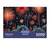 Puzzle 1000 Piezas Fuegos artificiales rojos festivos de Año NuevoJuego Educativo Entretenimento Multicolor City Night Regalo, Diversión Para Adultos Y Niños 70x50cm/1000pcs