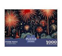 Puzzle 1000 Piezas Fuegos artificiales rojos festivos de Año NuevoJuego Educativo Pasatiempo Creativo City Night Juego Familiar Regalo Para Adultos Y Niños Mayores De 12 Años 38x26cm/1000pcs