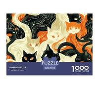 Puzzle 1000 Piezas Gatos patrón Sin costurasJuego Educativo Pasatiempo Creativo Distorted Abstract Art Regalo Creativo Para La Relajación Juguete Colorido Para Niños De 8 A 12 Años 70x50cm/1000pcs